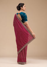 Women's Wine Printed Soft Raw Silk Saree