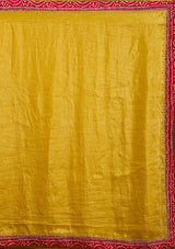 Women's Mustard Printed Satin Saree
