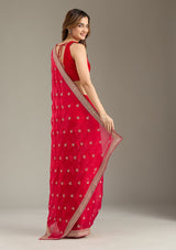 Women's Rani Pink Zariwork Gold Tissue Saree