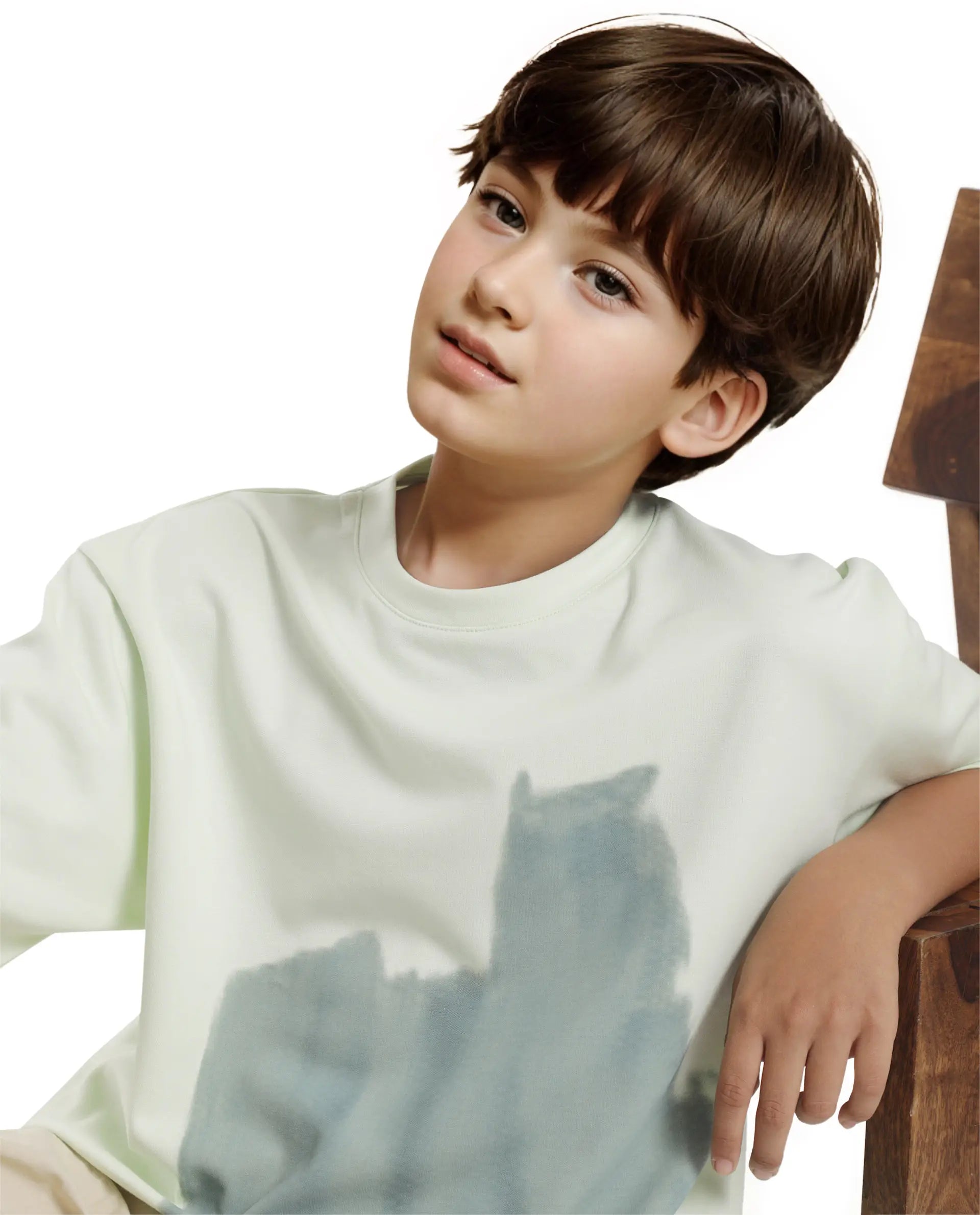 Boys Green Casual Oversized Fit Graphic Printed Half Sleeves Tshirt