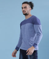 Men's Blue Colourblocked Tshirt