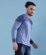 Men's Blue Colourblocked Tshirt