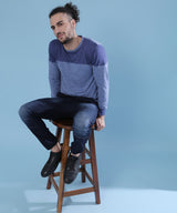 Men's Blue Colourblocked Tshirt
