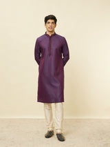Men's Mulberry Self Patterned Kurta Set