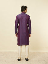 Men's Mulberry Self Patterned Kurta Set
