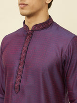 Men's Mulberry Self Patterned Kurta Set