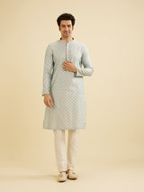 Men's Blue Ethnic Relaxed Fit Solid Full Sleeves Kurta Set
