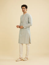 Men's Blue Ethnic Relaxed Fit Solid Full Sleeves Kurta Set