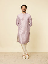 Men's Pink Ethnic Relaxed Fit Embroidered Full Sleeves Kurta Set