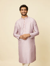 Men's Pink Ethnic Relaxed Fit Embroidered Full Sleeves Kurta Set