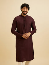Men's Brown Ethnic Relaxed Fit Embroidered Full Sleeves Kurta Set