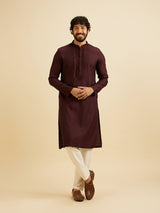 Men's Brown Ethnic Relaxed Fit Embroidered Full Sleeves Kurta Set