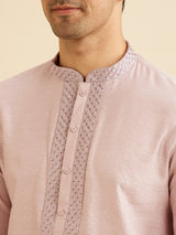 Men's Purple Ethnic Relaxed Fit Solid Full Sleeves Kurta Set