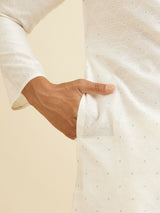 Men's White Ethnic Relaxed Fit Embroidered Full Sleeves Kurta Set