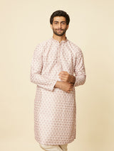 Men's Pink Ethnic Relaxed Fit Embroidered Full Sleeves Kurta Set
