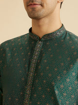 Men's Emerald Elegance Brocade Kurta Pajama