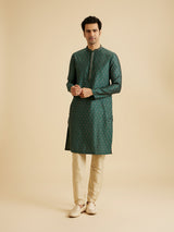 Men's Emerald Elegance Brocade Kurta Pajama