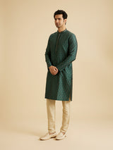 Men's Emerald Elegance Brocade Kurta Pajama