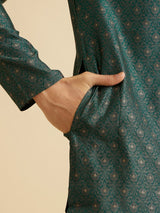 Men's Emerald Elegance Brocade Kurta Pajama