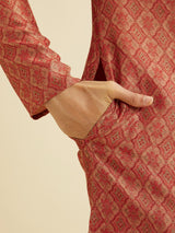 Men's Brown Ethnic Relaxed Fit Embroidered Full Sleeves Kurta Set