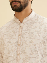 Men's Pink Ethnic Relaxed Fit Printed Full Sleeves Kurta Set