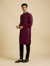 Men's Rani Pink Ikat Inspired Patterned Kurta Set