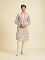 Men's Multicolor Ethnic Relaxed Fit Printed Full Sleeves Kurta Set