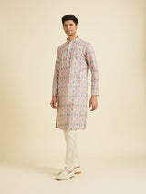 Men's Multicolor Ethnic Relaxed Fit Printed Full Sleeves Kurta Set