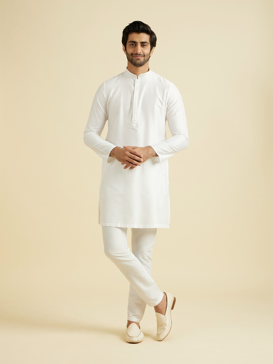 Men's White Festive Wear Elegant Kurta Set