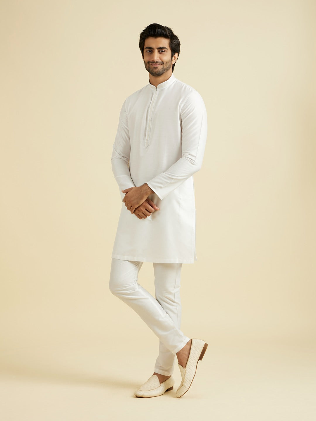 Men's White Festive Wear Elegant Kurta Set