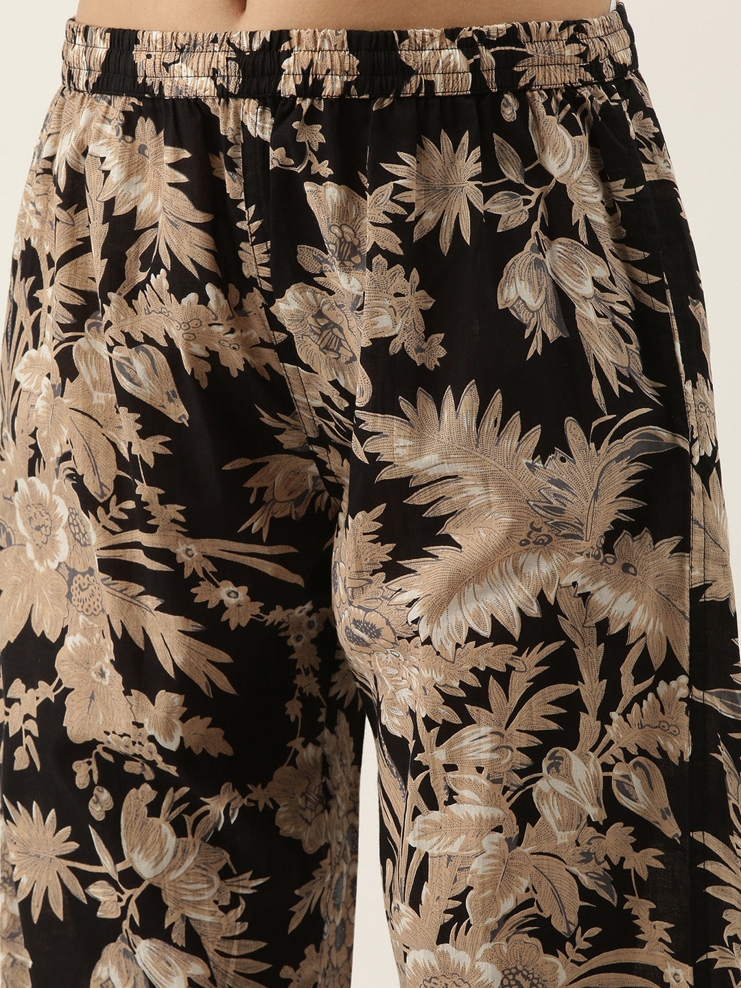 Women's Black Daily Printed Pyjama Set