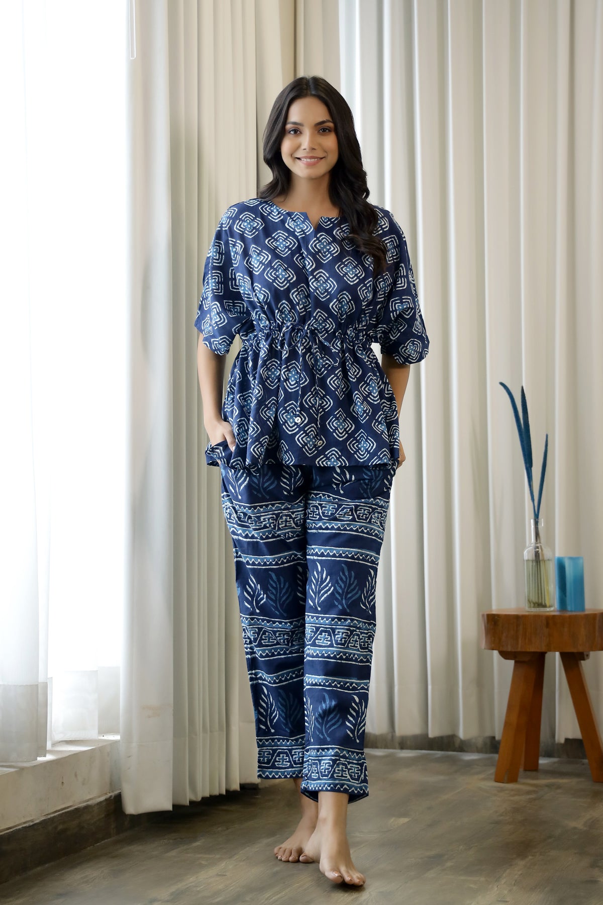Women's Blue Daily Printed Pyjama Set
