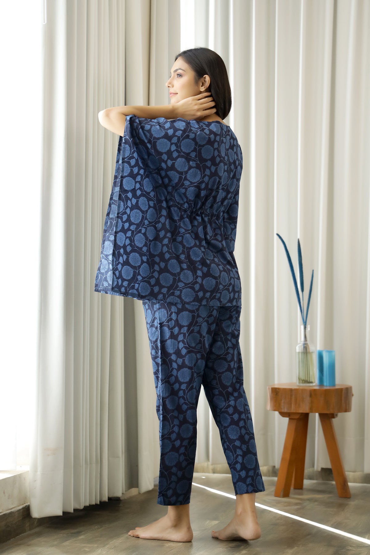 Women's Blue Daily Printed Half Sleeves Pyjama Set