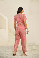 Women's Pink Daily Printed Half Sleeves Pyjama Set