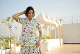 Women's White Daily Printed Half Sleeves Pyjama Set
