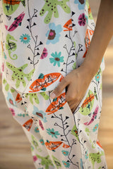 Women's White Daily Printed Half Sleeves Pyjama Set