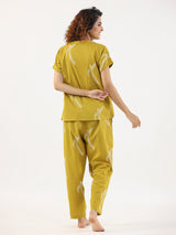 Women's Yellow Daily Solid Half Sleeves Pyjama Set