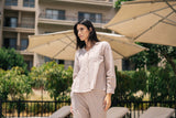 Women's Beige Daily Solid Full Sleeves Pyjama Set