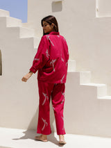 Women's Red Daily Full Sleeves Pyjama Set