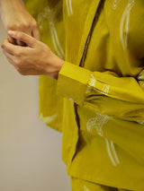 Women's Yellow Daily Printed Full Sleeves Pyjama Set