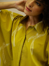 Women's Yellow Daily Printed Full Sleeves Pyjama Set
