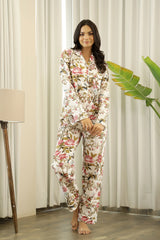 Women's White Daily Printed Pyjama Set