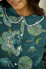 Women's Green Daily Printed Pyjama Set