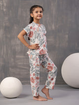 Girls Blue Daily Half Sleeves Clothing Set