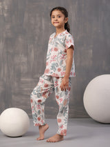 Girls Blue Daily Half Sleeves Clothing Set