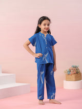 Girls Blue Daily Half Sleeves Clothing Set