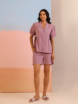 Women's Purple Daily Solid Half Sleeves Pyjama Set