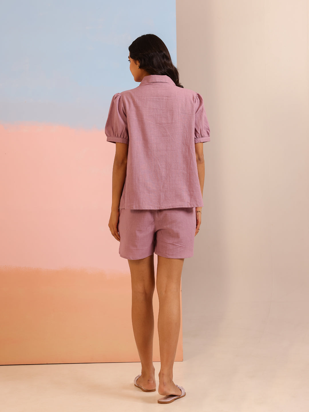 Women's Purple Daily Solid Half Sleeves Pyjama Set