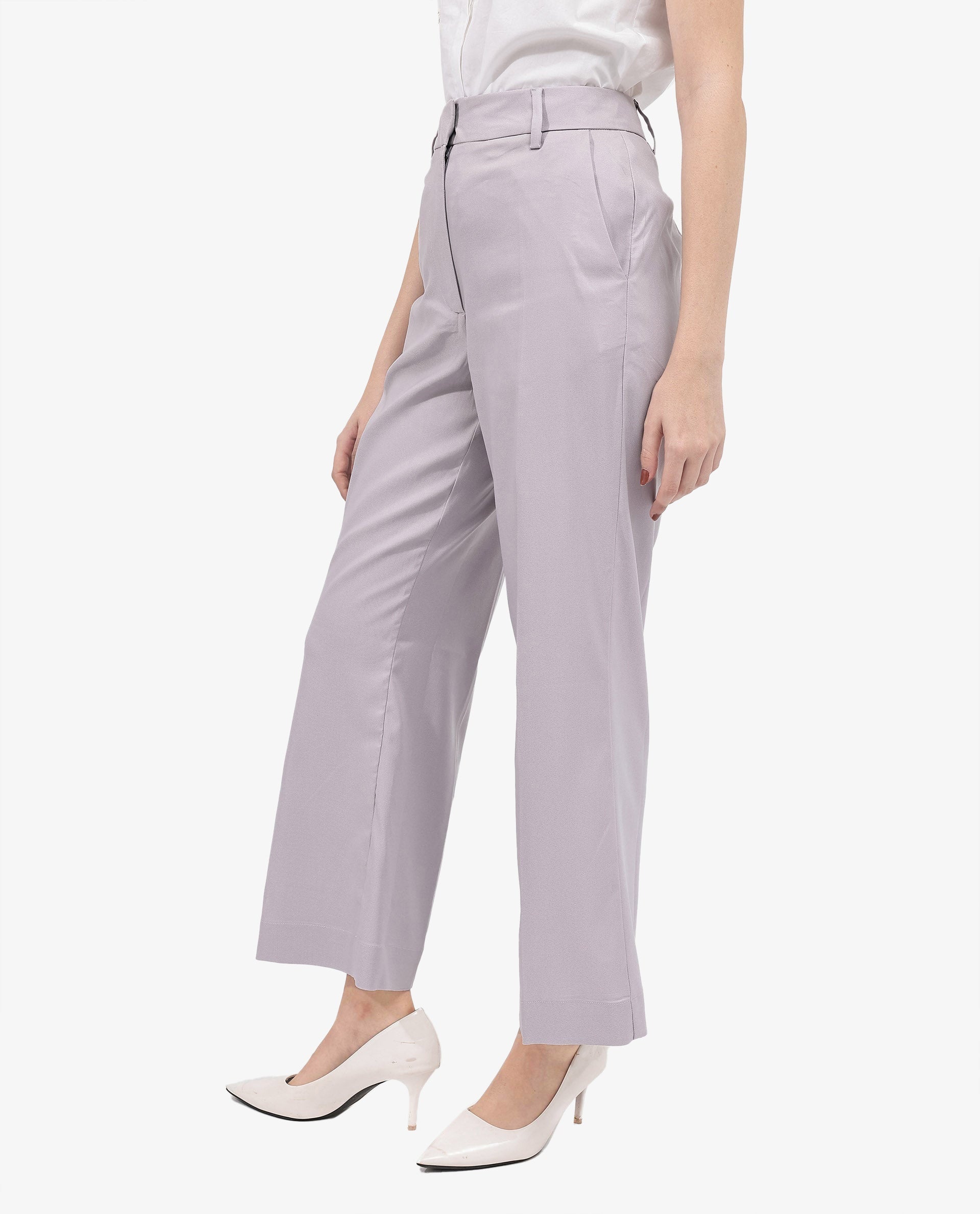 Women's Selene Purple Cotton Fabric Zipper Closure Solid Regular Fit Trouser