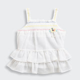Girls White Casual Sleeveless Top and Shorts Set